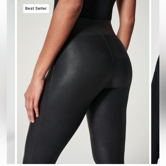 SPANX Faux Leather Leggings Medium Petite NWT - Picture 3 of 5